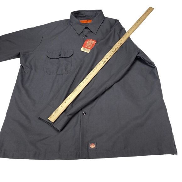 Red Kap Rip Stop Work Shirt Men's 2XL Gray Chest Pocket Durable Button Down - Picture 4 of 15